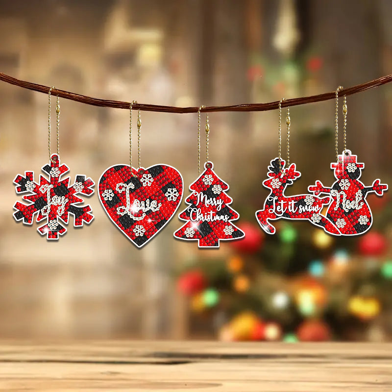 12 stuks DIY Diamond Painting Sleutelhanger | Kerstletter (enkele zijde)