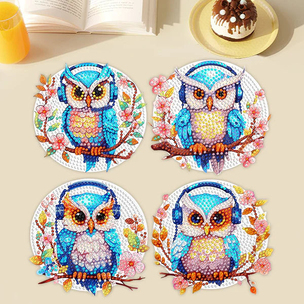 Diamond Painting Placemats | Uilen (4 Stuks / Set) | Inclusief Beugel
