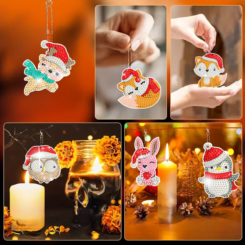 9 stuks DIY Diamond Painting Sleutelhanger | dier (enkelzijdig)