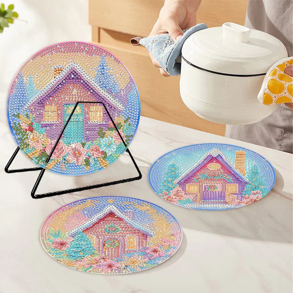 Diamond Painting Placemats | Droomhuis (4 Stuks / Set) | Inclusief Beugel