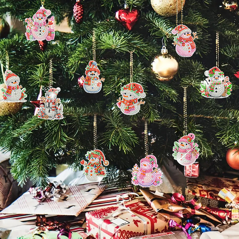 20 stuks DIY Diamond Painting Sleutelhanger | Sneeuwpop (Enkele zijde)