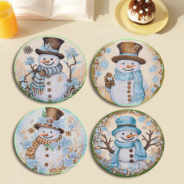 Diamond Painting Placemats | Sneeuwpop (4 Stuks / Set) | Inclusief Beugel