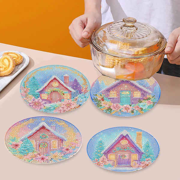 Diamond Painting Placemats | Droomhuis (4 Stuks / Set) | Inclusief Beugel