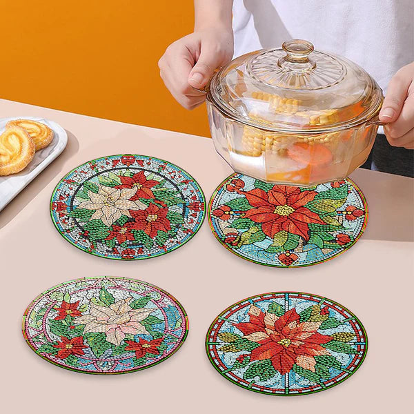 Diamond Painting Placemats | Bloem (4 Stuks / Set) | Inclusief Beugel
