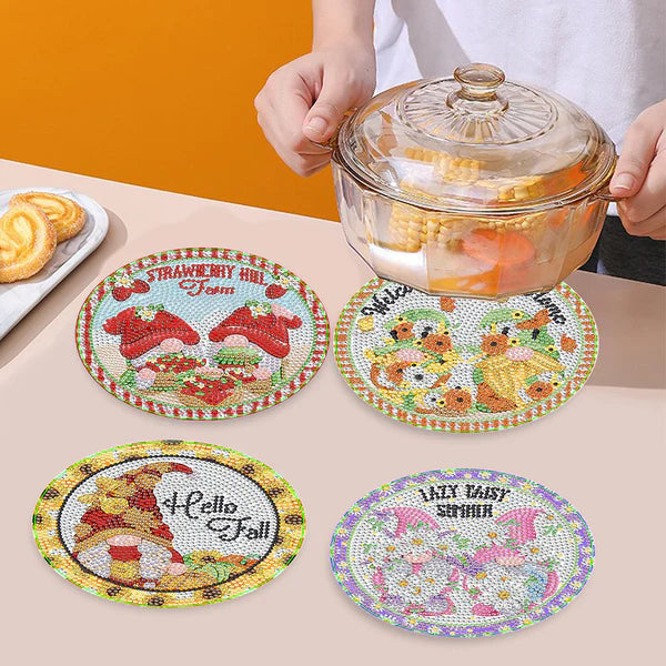 Diamond Painting Placemats | Kerstkabouter (4 Stuks / Set) | Inclusief Beugel