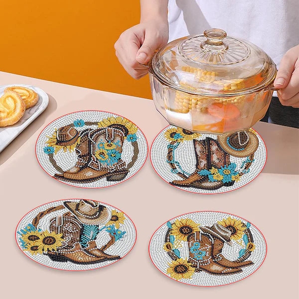 Diamond Painting Placemats | Schoenbloem (4 Stuks / Set) | Inclusief Beugel