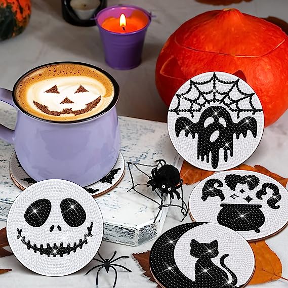 Diamond Painting Onderzetter | Halloween (Set Van 8) | Zonder Beugel