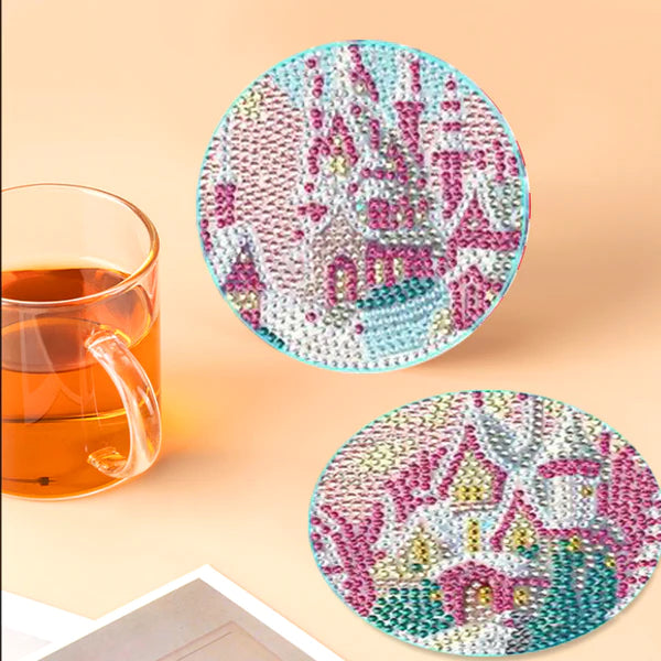 Diamond Painting Onderzetter | Fantasie Huis (Set Van 8) | Zonder Beugel