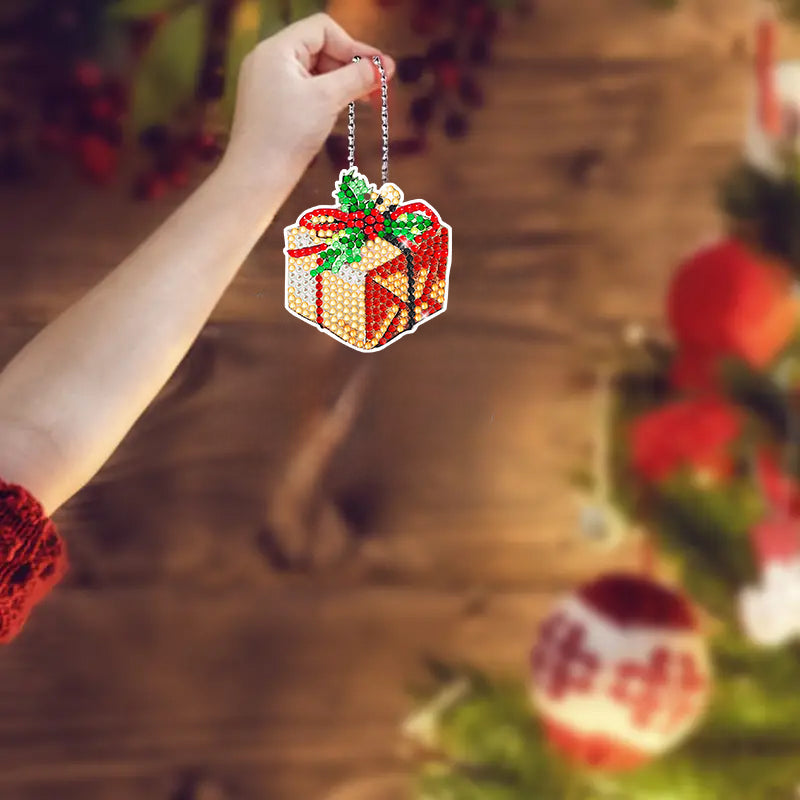 12 stuks DIY Diamond Painting Sleutelhanger | Kerstmis (Enkele zijde)