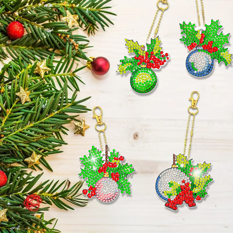 22 stuks DIY Diamond Painting Sleutelhanger | Kerstmis (Enkele zijde)