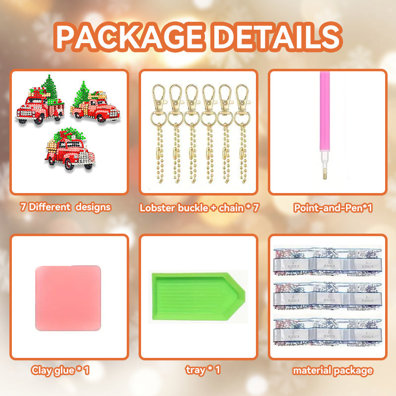 7 stuks DIY Diamond Painting Sleutelhanger | Kerstmis (Enkele zijde)