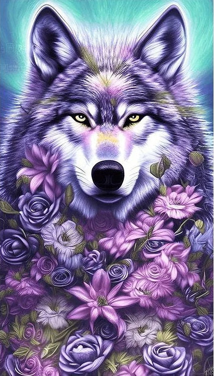 Paarse Bloemen En Wolven