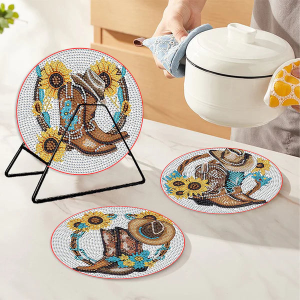 Diamond Painting Placemats | Schoenbloem (4 Stuks / Set) | Inclusief Beugel