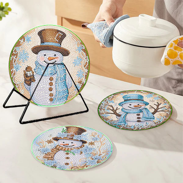 Diamond Painting Placemats | Sneeuwpop (4 Stuks / Set) | Inclusief Beugel