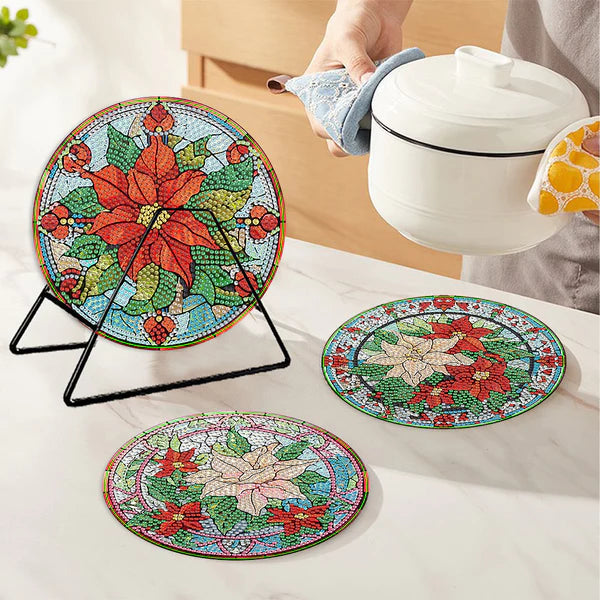 Diamond Painting Placemats | Bloem (4 Stuks / Set) | Inclusief Beugel