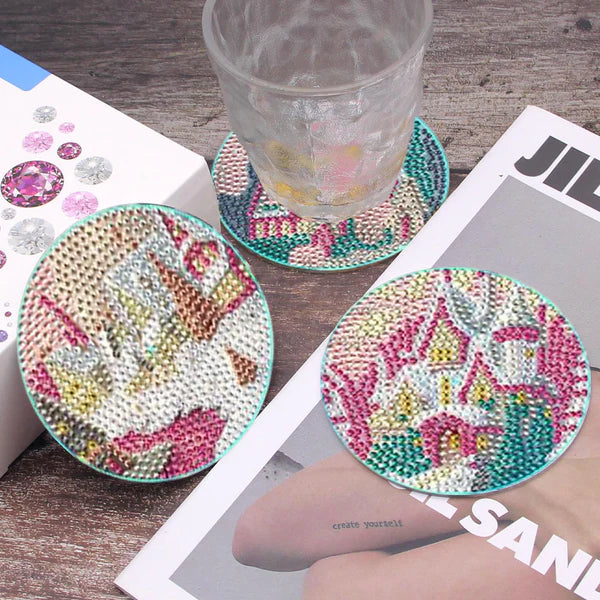 Diamond Painting Onderzetter | Fantasie Huis (Set Van 8) | Zonder Beugel