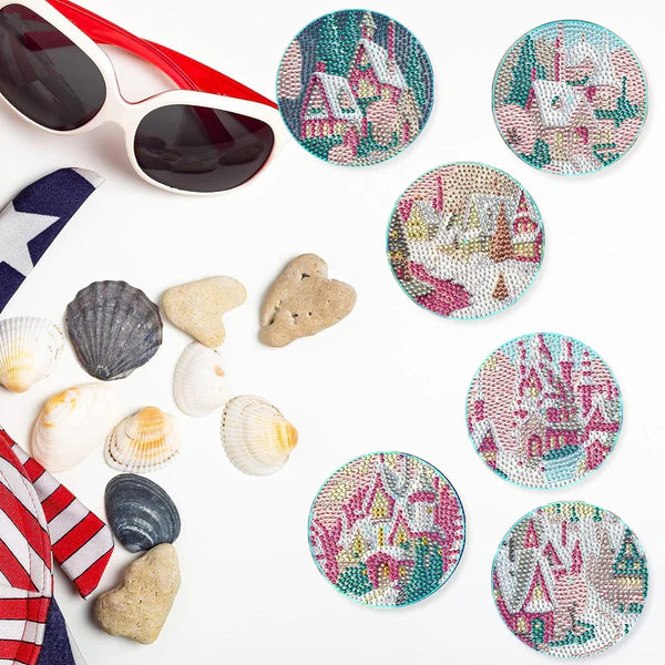 Diamond Painting Onderzetter | Fantasie Huis (Set Van 8) | Zonder Beugel