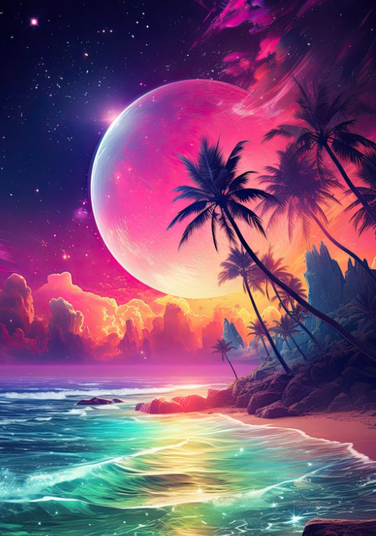 Fantasie Landschap Aan Zee