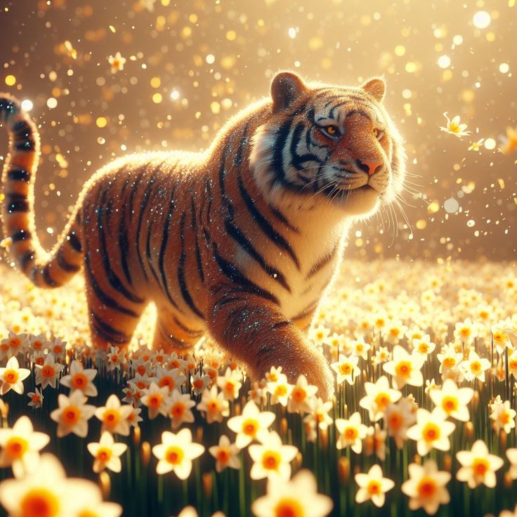 Tijger in de bloemenzee