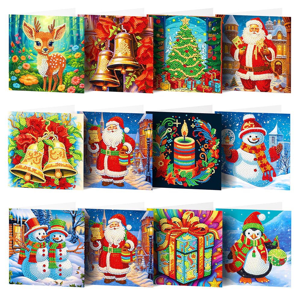 Diamond Painting Wenskaart | Kerstmis (Set Van 12)