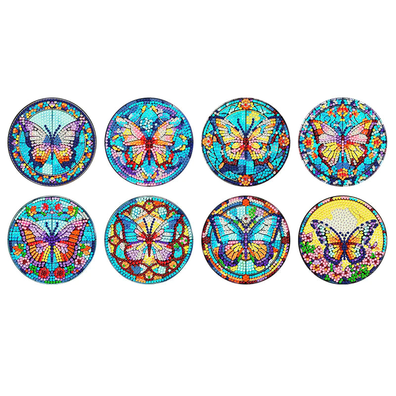 Diamond Painting Onderzetter | Mooie Vlinder (Set Van 8) | Zonder Beugel