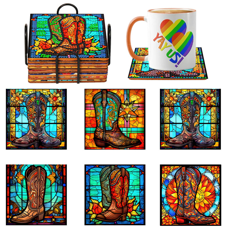 Diamond Painting Onderzetter | Bloemen En Schoenen (Set Van 6) | Zonder Beugel