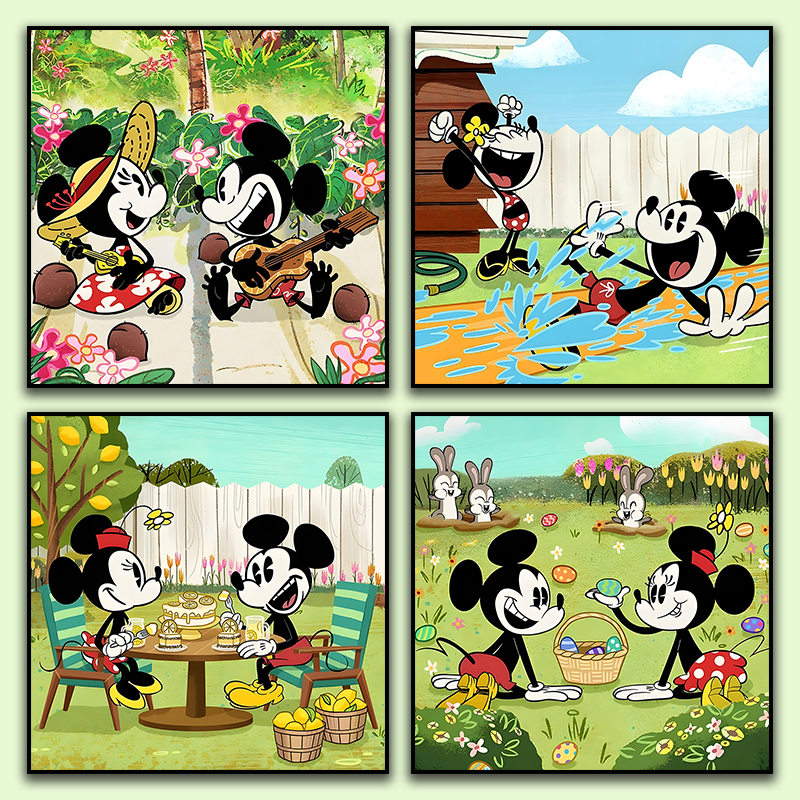 Canvas schilderij 4-delige set - Cartoon (30x30cm)