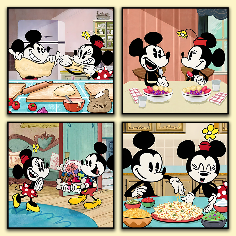 Canvas schilderij 4-delige set - Cartoon (40x40cm)