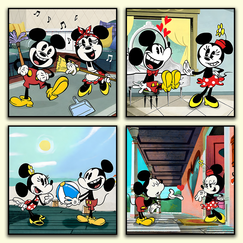 Canvas schilderij 4-delige set - Cartoon (30x30cm)