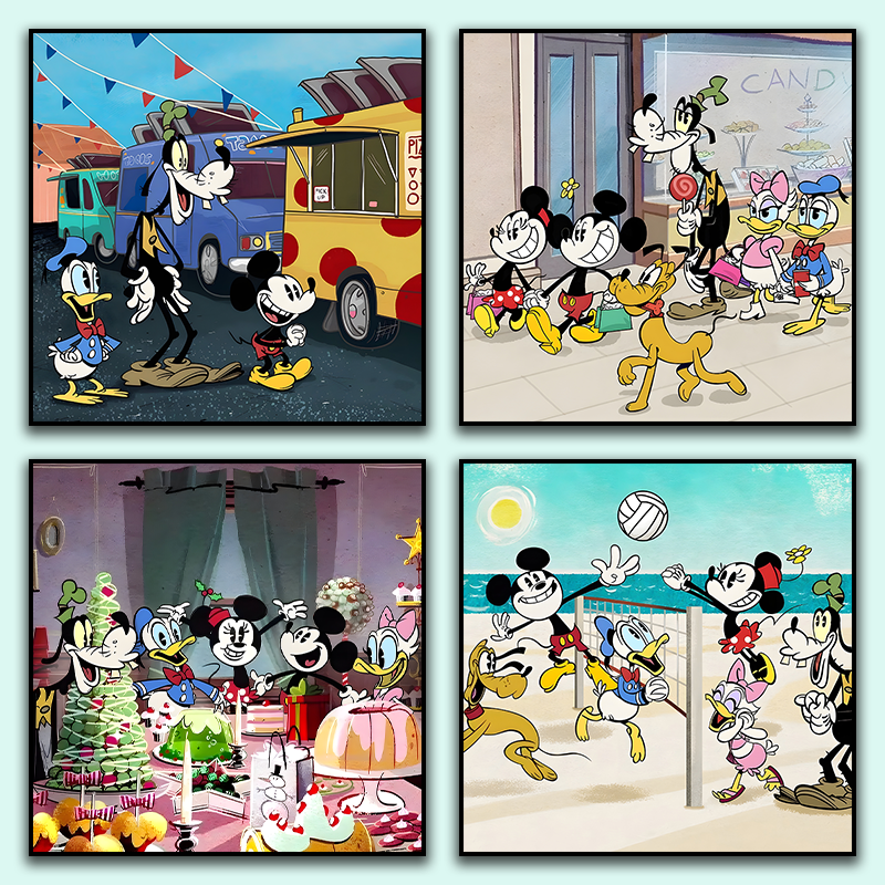 Canvas schilderij 4-delige set - Cartoon (40x40cm)