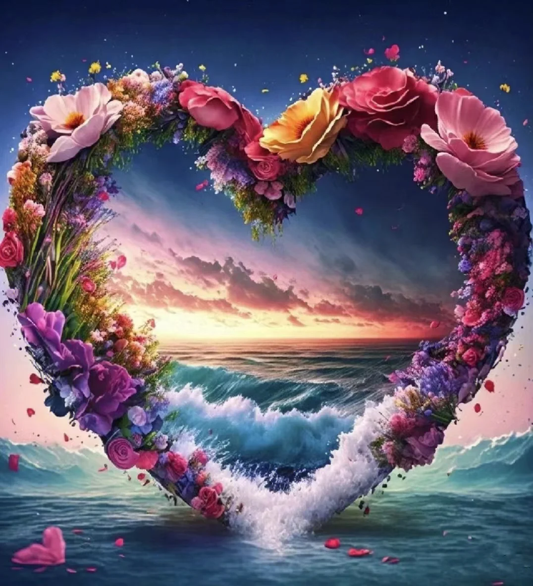 Aangepaste Tekst Diamant Schilderij Zee Van Liefde