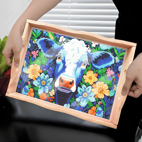 Diamond Painting Houten Pallet - Koeien In De Bloemen
