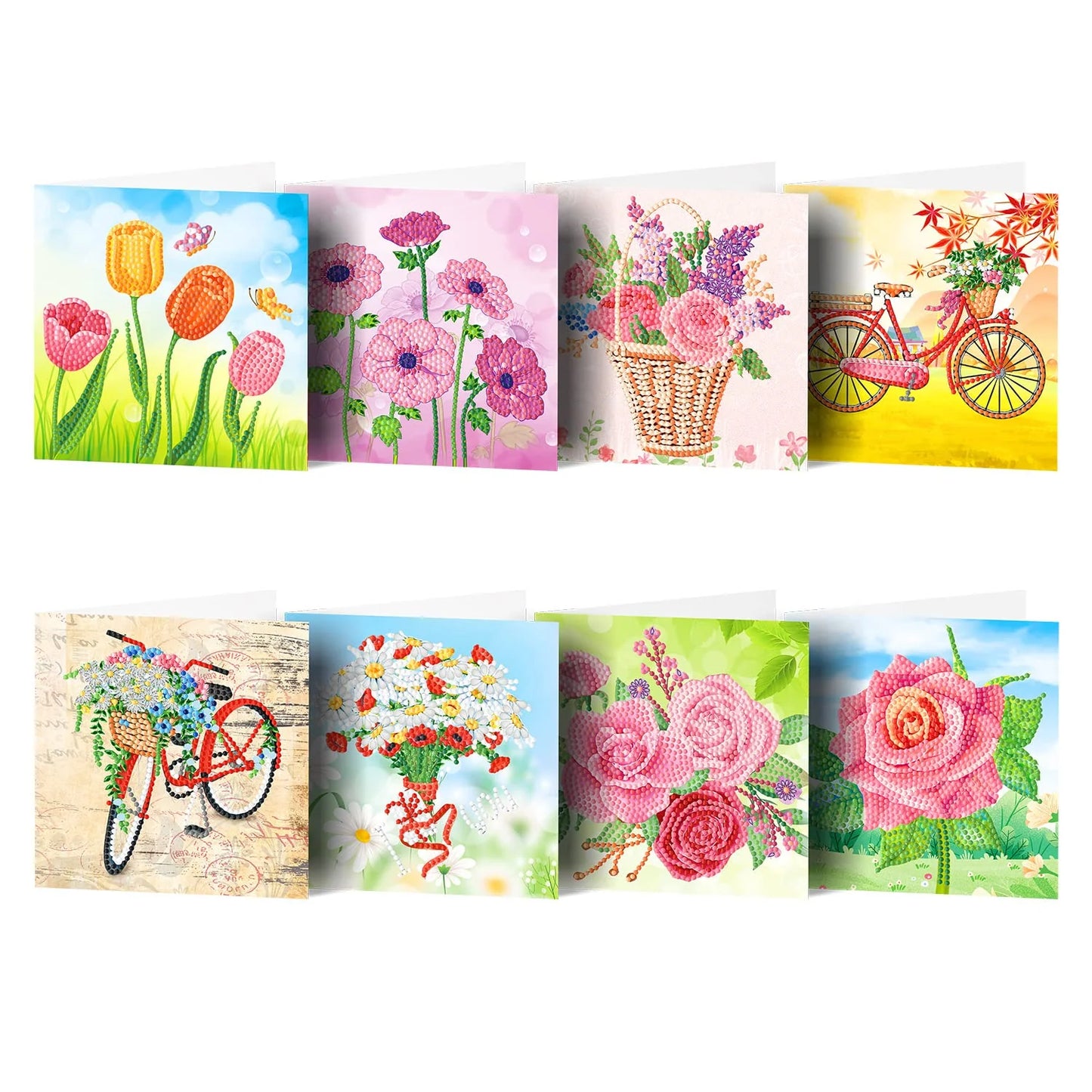 Diamond Painting Wenskaart | Bloemen (Set Van 8)