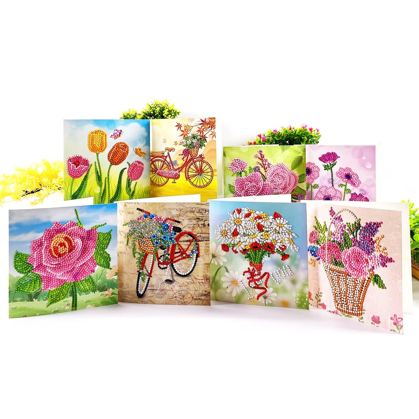 Diamond Painting Wenskaart | Bloemen (Set Van 8)