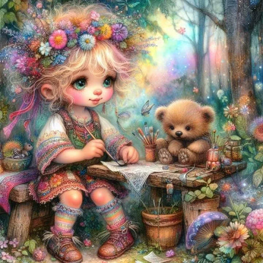 Klein Meisje En Teddybeer