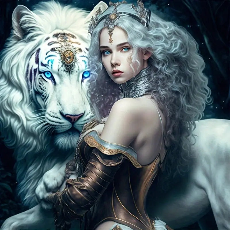 Witte tijger en meisje