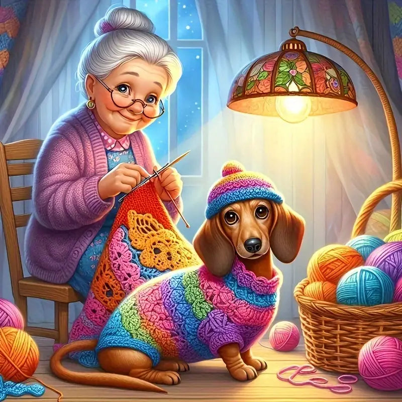 Oma en puppy