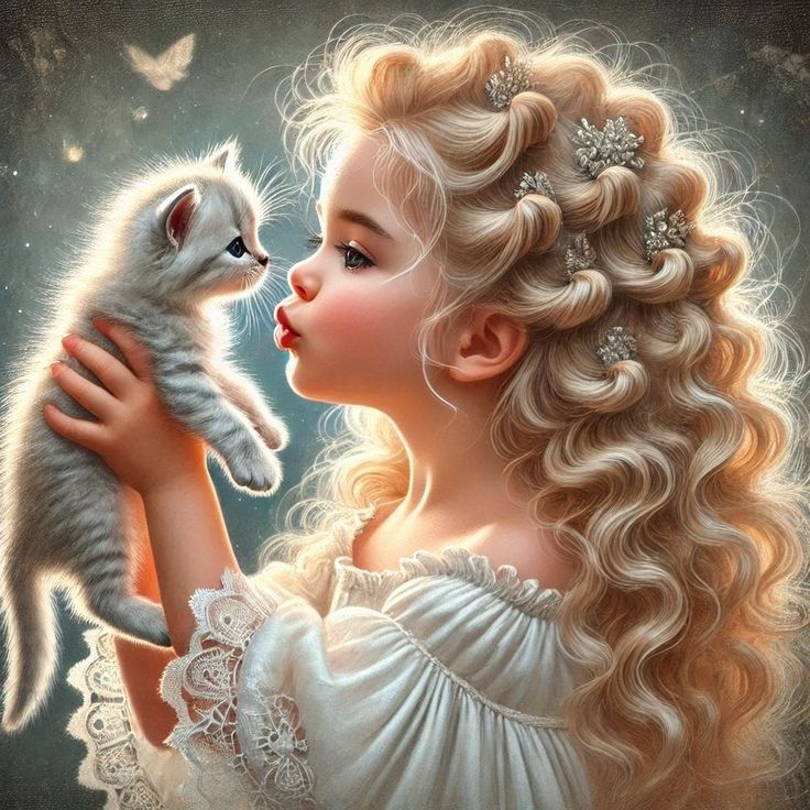 Klein meisje en kitten