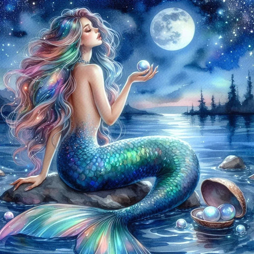 5D Diamond Painting Prachtig Zeemeermin – diamond paint hobby, image size:1024x1024