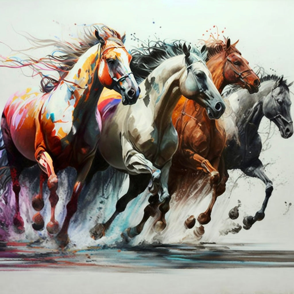 DIY 5D Diamond Painting Kits voor Volwassenen Beginners, Paarden Diamant Art Kits, Volledige Ronde Boor Dieren Diamant Stippen Edelsteen Art Borduurwerk, Kerst Thuis Wall Art Decor Gift 91 x 122 cm
