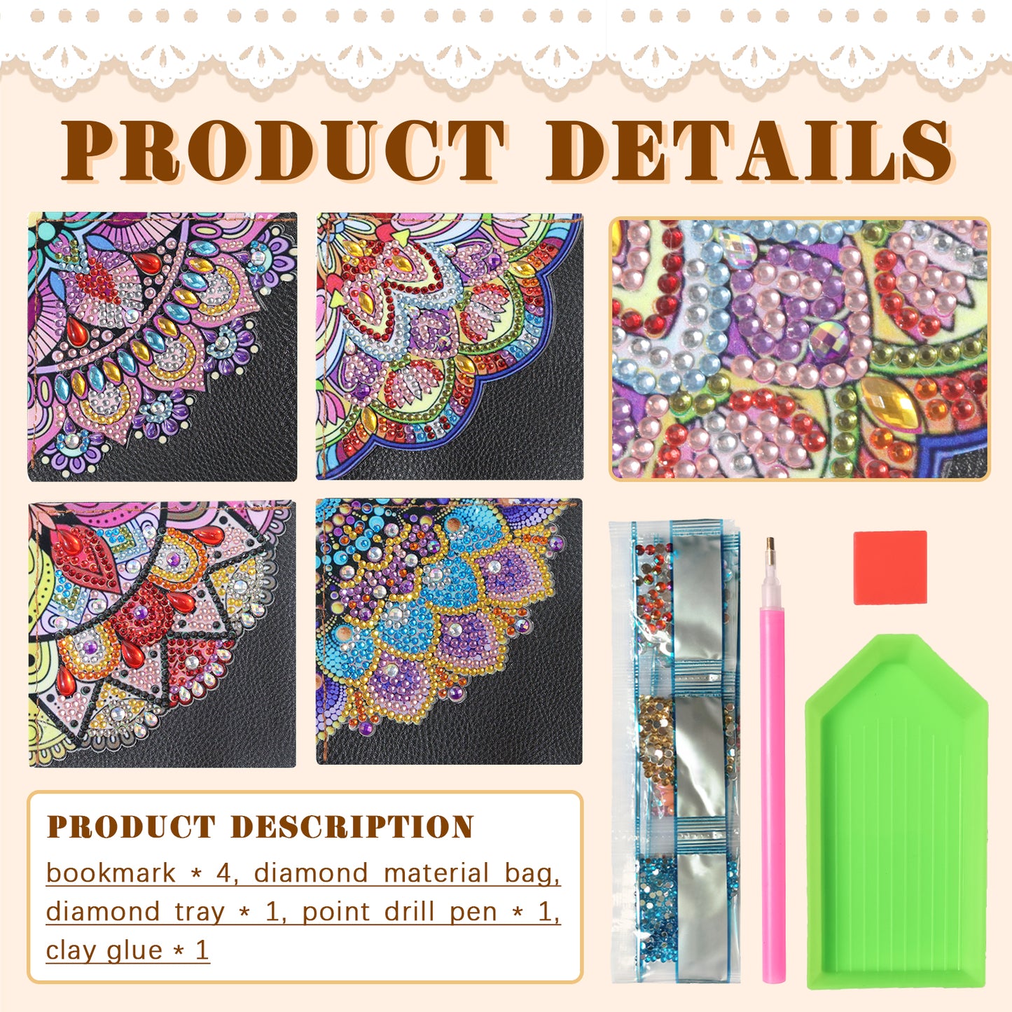 Diamond Paintings Bladwijzers (Set Van 4)