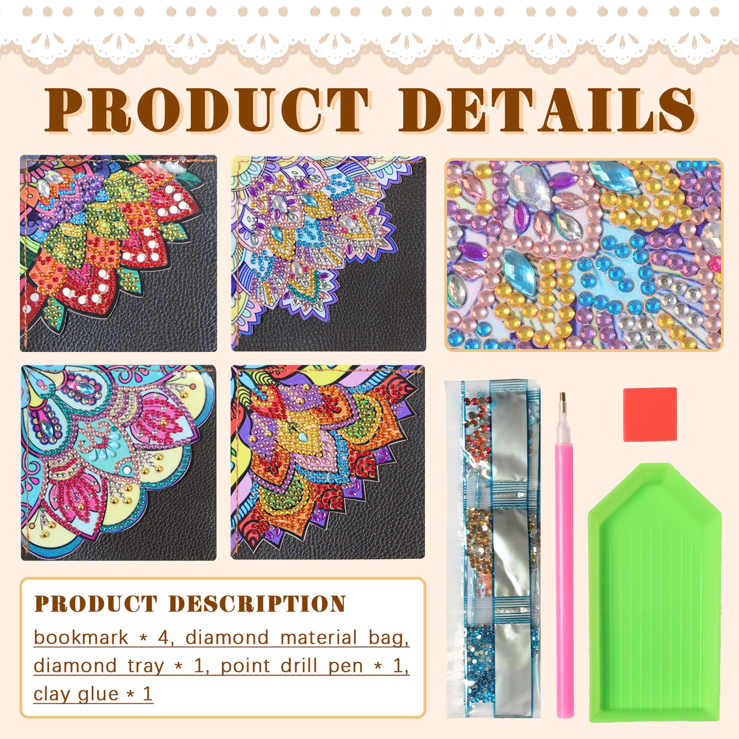 Diamond Paintings Bladwijzers (Set Van 4)