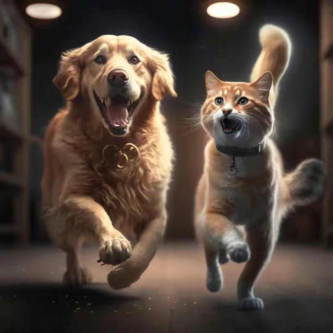 Kat En Hond Op De Vlucht