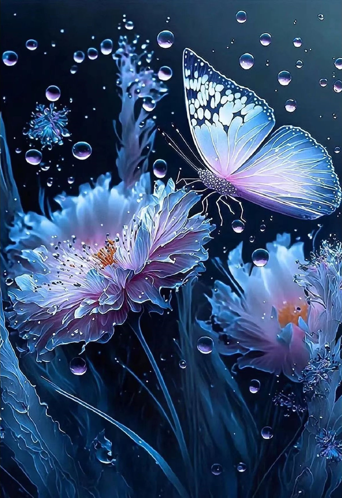 Bloemen En Vlinders In Water