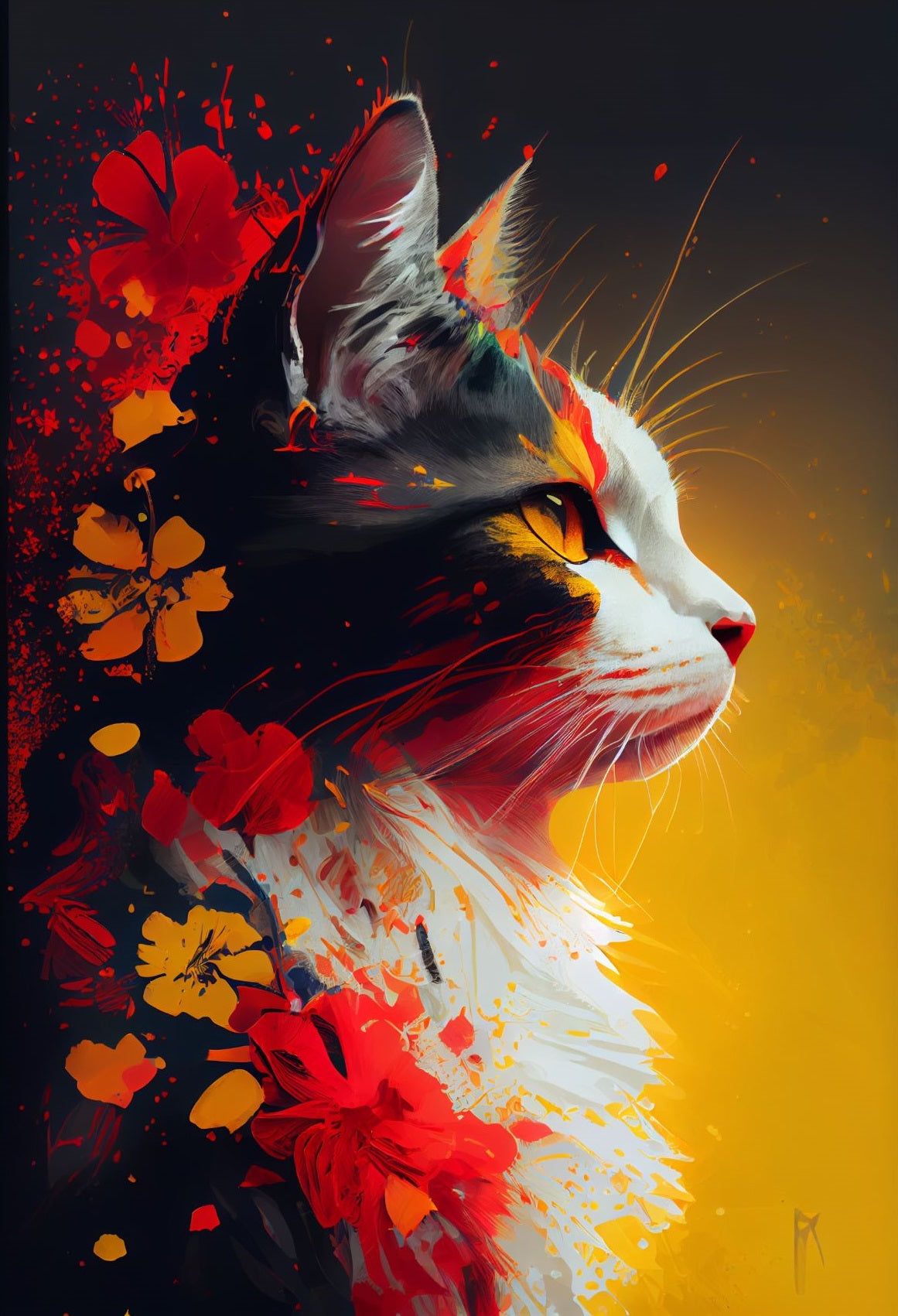Diamond Painting Bloemen En Katten