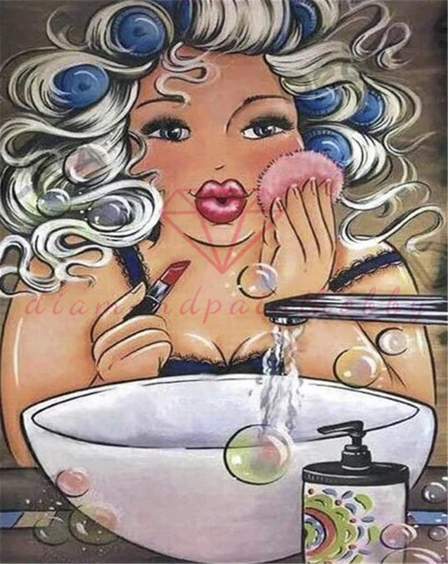 DIKKE VROUW MET MAKE-UP MEISJE