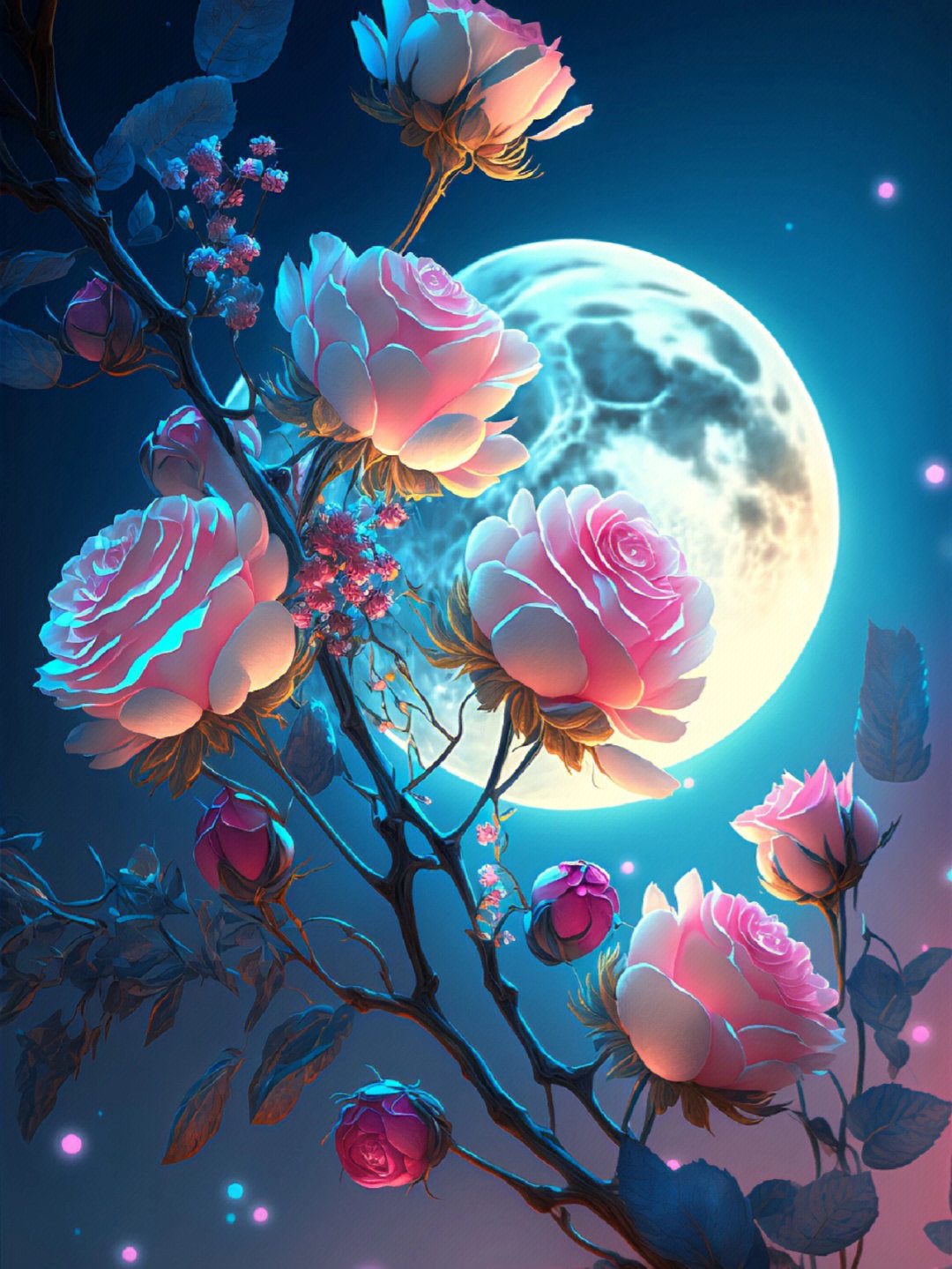 Bloemen In Het Maanlicht