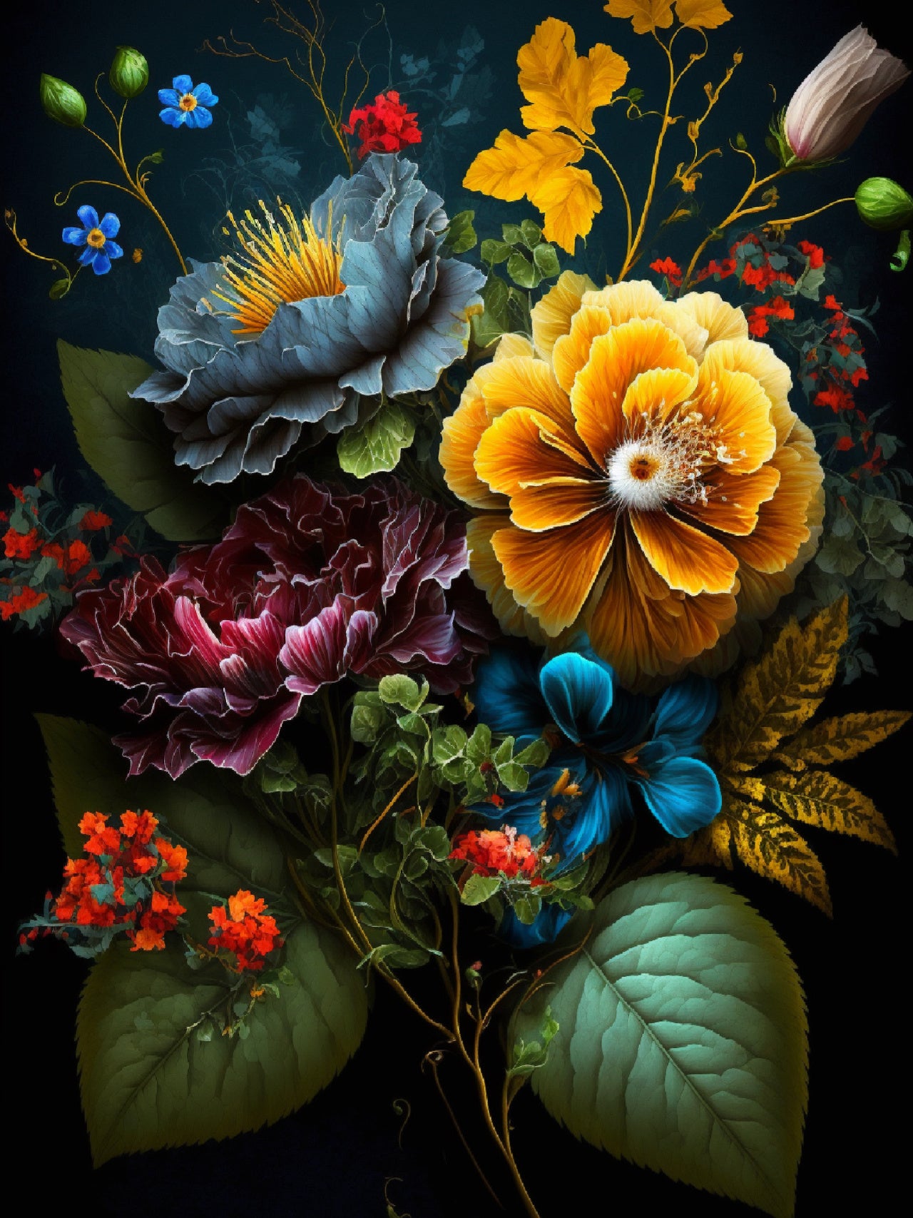 Diamond Painting 30 x 20 cm -bloemen 8536 - vierkante steentjes Diamond Painting 30 x 20 cm -bloemen 8536 - vierkante steentjes