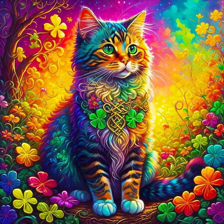 Kleurrijke Kat In De Tuin