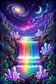 Landschap met regenboogwaterval